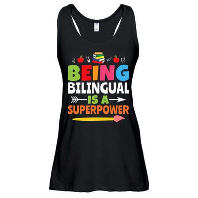 Being Bilingual Is A Superpower Back To School Ladies Essential Flowy Tank