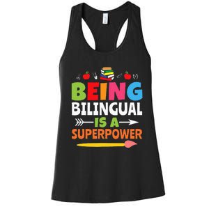 Being Bilingual Is A Superpower Back To School Women's Racerback Tank