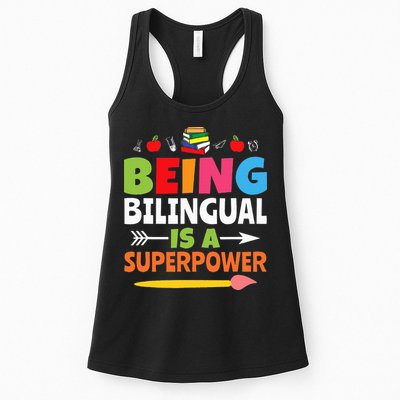 Being Bilingual Is A Superpower Back To School Womens Tank Top