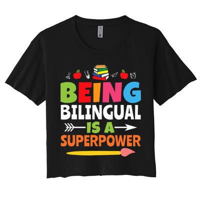Being Bilingual Is A Superpower Back To School Crop Top