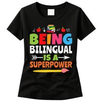 Being Bilingual Is A Superpower Back To School Womens T-Shirt