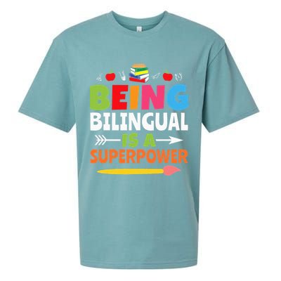 Being Bilingual Is A Superpower Back To School Sueded Cloud Jersey T-Shirt