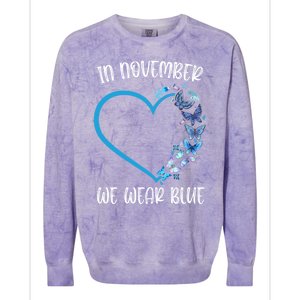 Blue Butterfly In November We Wear Blue Diabetes Awareness Meaningful Gift Colorblast Crewneck Sweatshirt