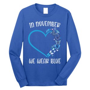 Blue Butterfly In November We Wear Blue Diabetes Awareness Meaningful Gift Long Sleeve Shirt