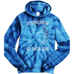 Blue Butterfly In November We Wear Blue Diabetes Awareness Meaningful Gift Tie Dye Hoodie