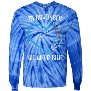 Blue Butterfly In November We Wear Blue Diabetes Awareness Meaningful Gift Tie-Dye Long Sleeve Shirt