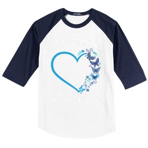 Blue Butterfly In November We Wear Blue Diabetes Awareness Meaningful Gift Baseball Sleeve Shirt