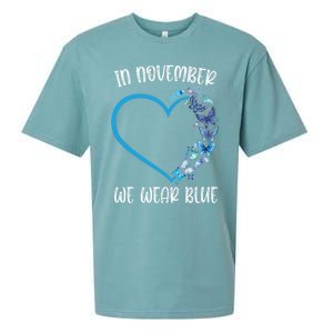 Blue Butterfly In November We Wear Blue Diabetes Awareness Meaningful Gift Sueded Cloud Jersey T-Shirt