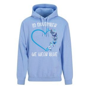 Blue Butterfly In November We Wear Blue Diabetes Awareness Meaningful Gift Unisex Surf Hoodie