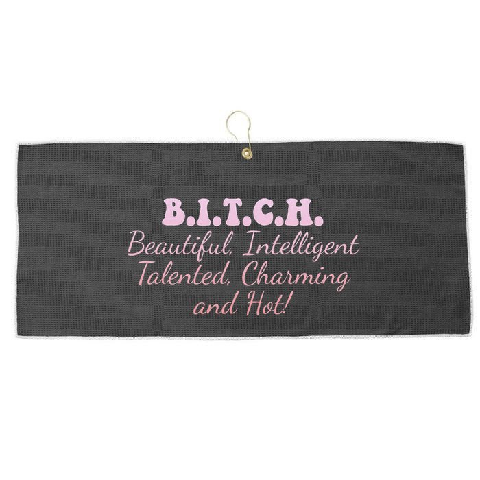 B.I.T.C.H. Beautiful Intelligent Talented Charming Design Large Microfiber Waffle Golf Towel