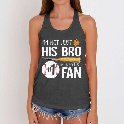 Baseball Brother IM Not Just His Bro IM His Number One Fan Women's Knotted Racerback Tank