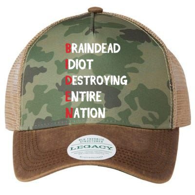 Biden Braindead Idiot Destroying Entire Nation Distressed Legacy Tie Dye Trucker Hat