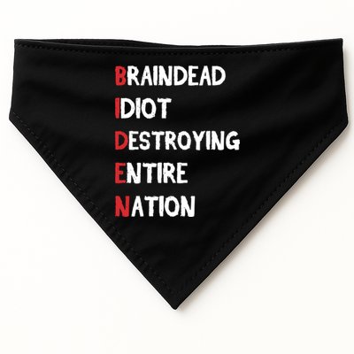 Biden Braindead Idiot Destroying Entire Nation Distressed USA-Made Doggie Bandana