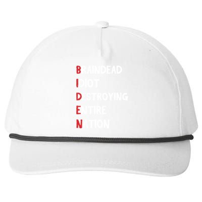 Biden Braindead Idiot Destroying Entire Nation Distressed Snapback Five-Panel Rope Hat