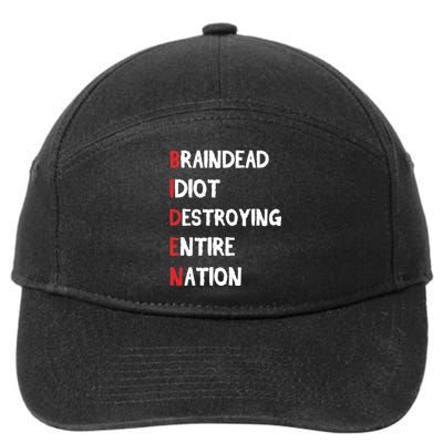 Biden Braindead Idiot Destroying Entire Nation Distressed 7-Panel Snapback Hat