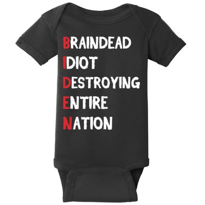 Biden Braindead Idiot Destroying Entire Nation Distressed Baby Bodysuit