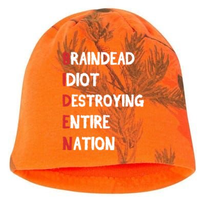 Biden Braindead Idiot Destroying Entire Nation Distressed Kati - Camo Knit Beanie