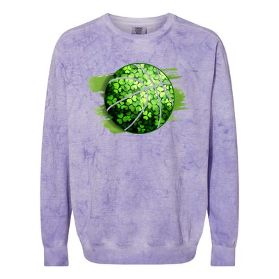 Basketball Ball Irish Shamrock Clover St Patrick's Day Cool Gift Colorblast Crewneck Sweatshirt