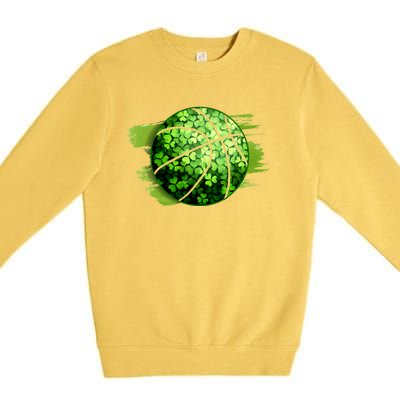 Basketball Ball Irish Shamrock Clover St Patrick's Day Cool Gift Premium Crewneck Sweatshirt