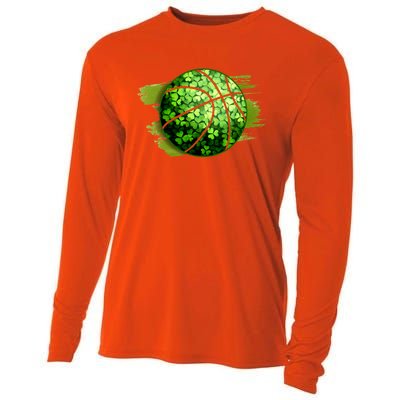 Basketball Ball Irish Shamrock Clover St Patrick's Day Cool Gift Cooling Performance Long Sleeve Crew