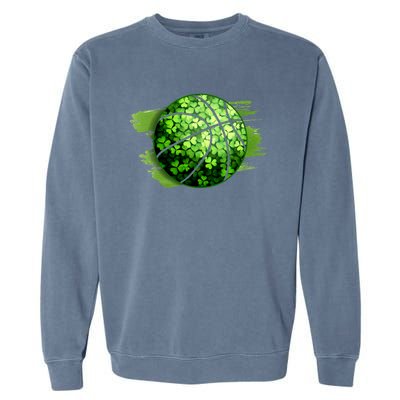 Basketball Ball Irish Shamrock Clover St Patrick's Day Cool Gift Garment-Dyed Sweatshirt