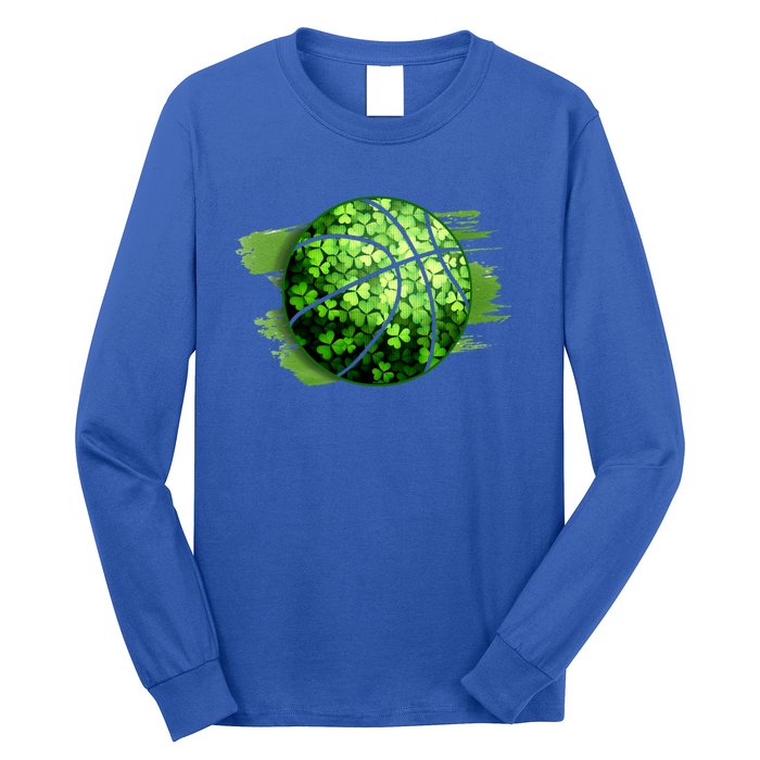 Basketball Ball Irish Shamrock Clover St Patrick's Day Cool Gift Long Sleeve Shirt