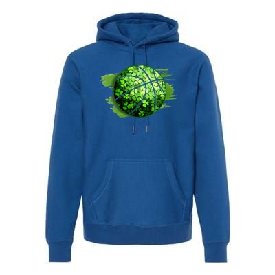 Basketball Ball Irish Shamrock Clover St Patrick's Day Cool Gift Premium Hoodie