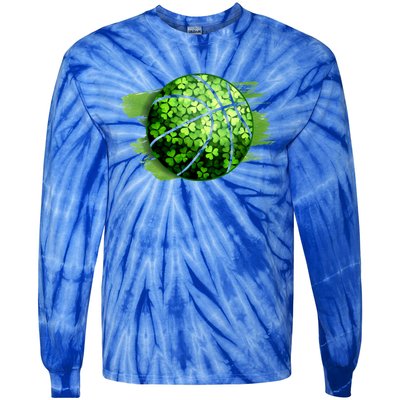 Basketball Ball Irish Shamrock Clover St Patrick's Day Cool Gift Tie-Dye Long Sleeve Shirt