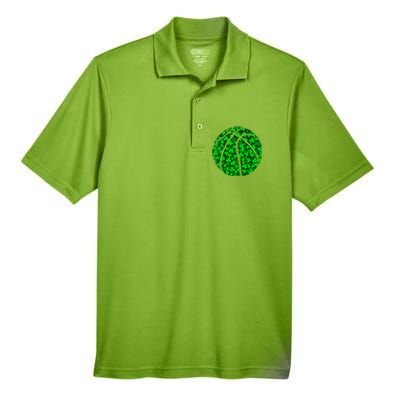 Basketball Ball Irish Shamrock Clover St Patrick's Day Gift Men's Origin Performance Pique Polo