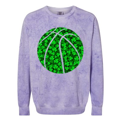 Basketball Ball Irish Shamrock Clover St Patrick's Day Gift Colorblast Crewneck Sweatshirt