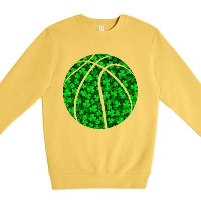 Basketball Ball Irish Shamrock Clover St Patrick's Day Gift Premium Crewneck Sweatshirt