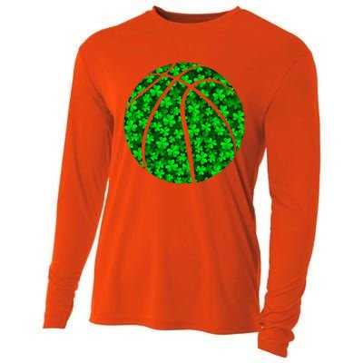 Basketball Ball Irish Shamrock Clover St Patrick's Day Gift Cooling Performance Long Sleeve Crew