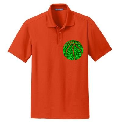 Basketball Ball Irish Shamrock Clover St Patrick's Day Gift Dry Zone Grid Polo