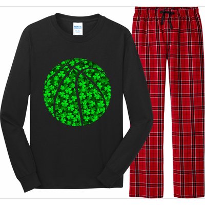 Basketball Ball Irish Shamrock Clover St Patrick's Day Gift Long Sleeve Pajama Set