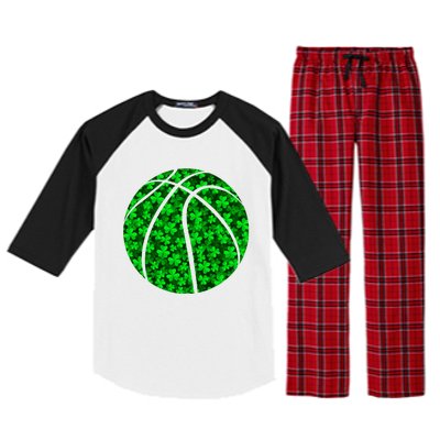 Basketball Ball Irish Shamrock Clover St Patrick's Day Gift Raglan Sleeve Pajama Set