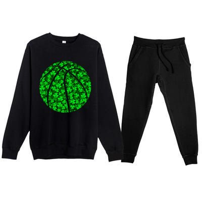 Basketball Ball Irish Shamrock Clover St Patrick's Day Gift Premium Crewneck Sweatsuit Set