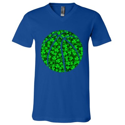 Basketball Ball Irish Shamrock Clover St Patrick's Day Gift V-Neck T-Shirt