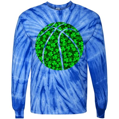 Basketball Ball Irish Shamrock Clover St Patrick's Day Gift Tie-Dye Long Sleeve Shirt