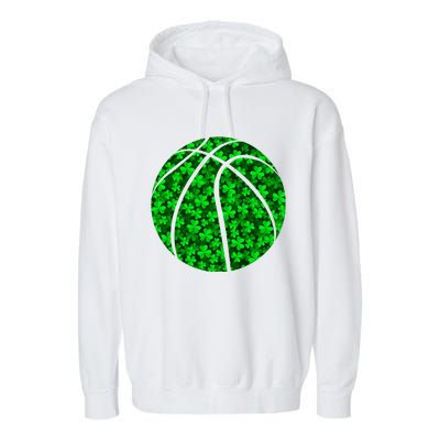 Basketball Ball Irish Shamrock Clover St Patrick's Day Gift Garment-Dyed Fleece Hoodie