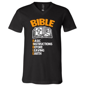 Bible (Basic Instructions Before Leaving Earth) - Catholic V-Neck T-Shirt