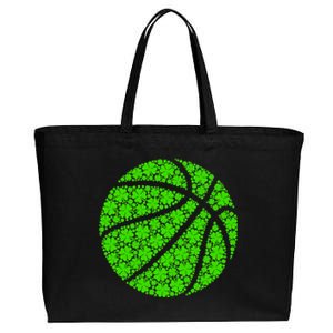 Basketball Ball Irish Shamrock Lucky Clover St Patrick's Day Gift Cotton Canvas Jumbo Tote