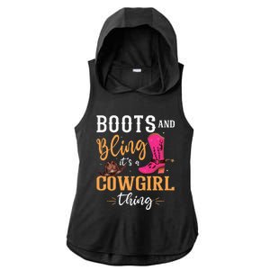 boots & bling it's a cow thing Western  Ladies PosiCharge Tri-Blend Wicking Draft Hoodie Tank