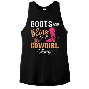 boots & bling it's a cow thing Western  Ladies PosiCharge Tri-Blend Wicking Tank