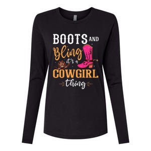 boots & bling it's a cow thing Western  Womens Cotton Relaxed Long Sleeve T-Shirt