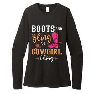 boots & bling it's a cow thing Western  Womens CVC Long Sleeve Shirt