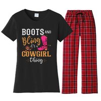 boots & bling it's a cow thing Western  Women's Flannel Pajama Set