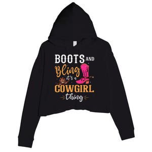 boots & bling it's a cow thing Western  Crop Fleece Hoodie