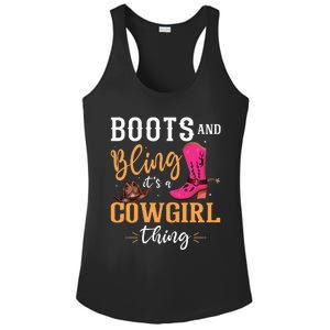 boots & bling it's a cow thing Western  Ladies PosiCharge Competitor Racerback Tank