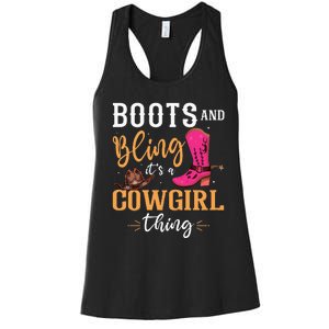 boots & bling it's a cow thing Western  Women's Racerback Tank