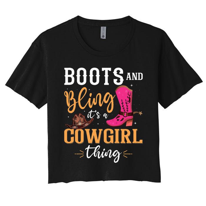 boots & bling it's a cow thing Western  Women's Crop Top Tee